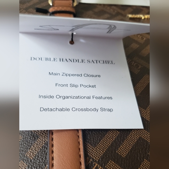 Ellen Tracy Brown Faux Leather Shopper Tote Satchel NWT - Picture 4 of 8